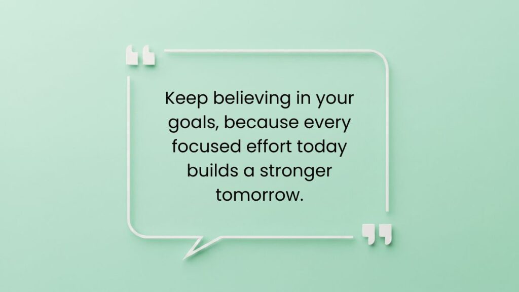 Mint green speech bubble frame on pastel background containing Friday motivational quotes for work.