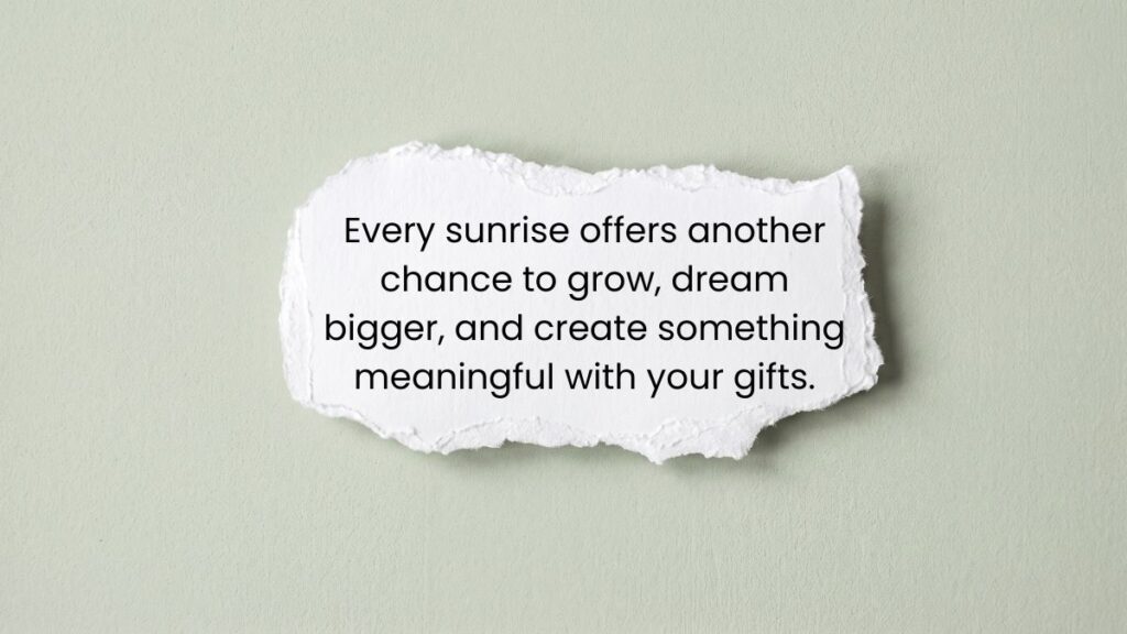 Torn paper snippet on a sage green background displaying inspirational african american good morning quotes.