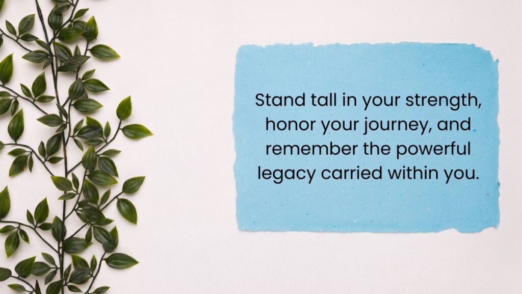 Sky blue paper card beside green leafy vines showcasing powerful african american good morning quotes.