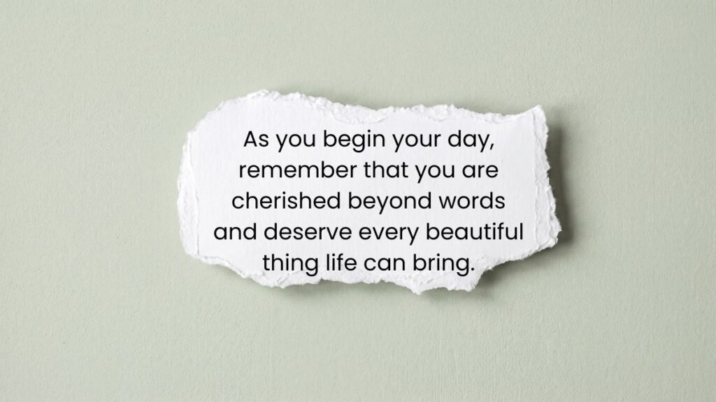 Torn white paper on a light green background featuring a gentle good morning message for her.