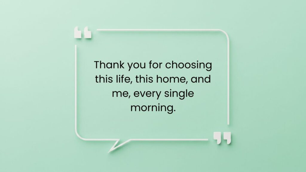 Mint green speech bubble graphic featuring text with a romantic good morning message to my wife.
