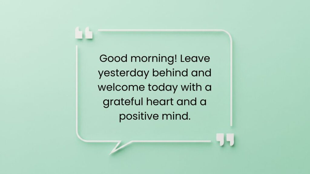 Mint green speech bubble frame featuring an inspiring quote to make it a great day.