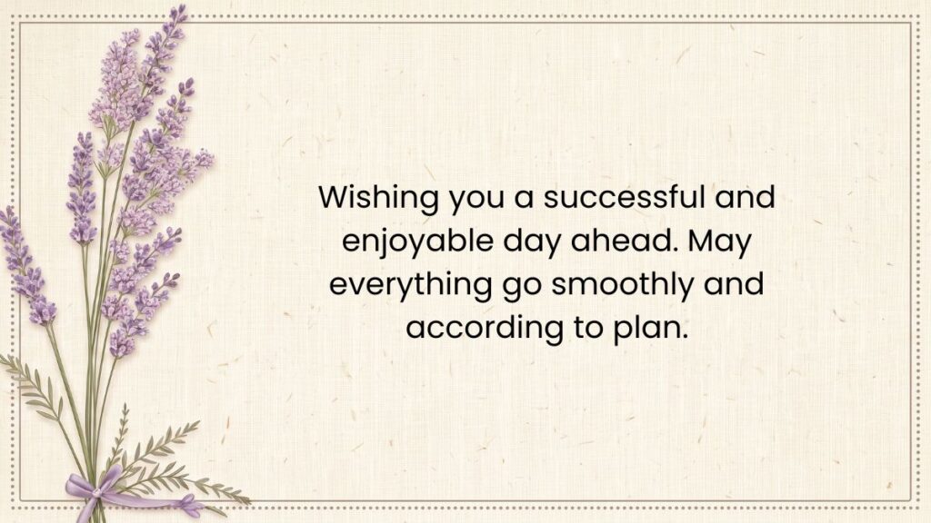 Wooden chalkboard sign hanging on a white wall displaying advice to make it a great day.