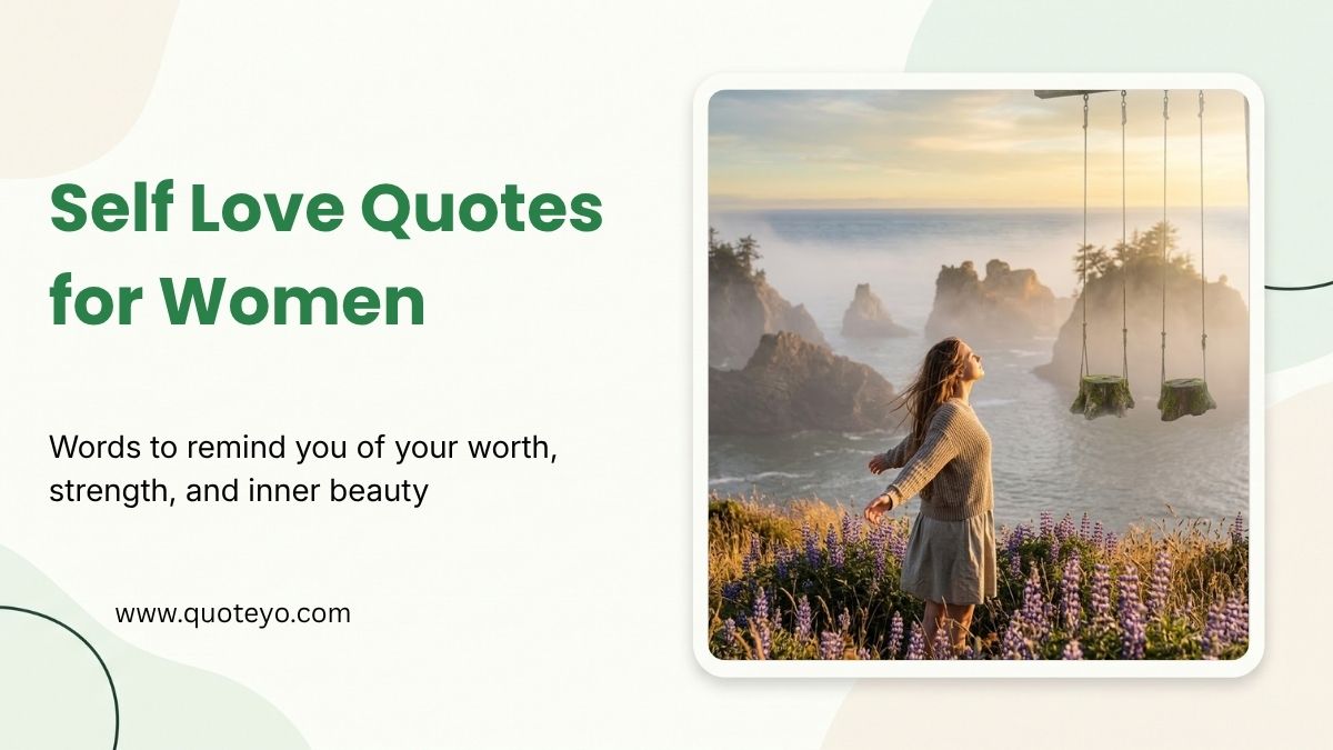 Woman in flower field with ocean view featuring self love quotes for women.
