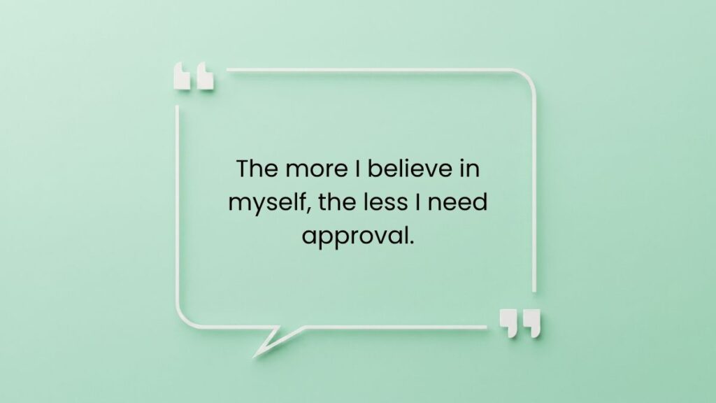 Light green speech bubble graphic featuring self love quotes for women message.