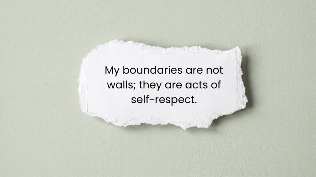 Torn piece of white paper on green background with self love quotes for women.