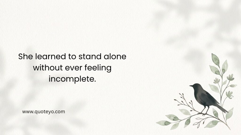 Black bird illustration beside branch displaying self love quotes for women text.